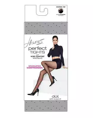 Hanes Women Perfect Tights Compression Dot Premium Control Top Wide Comfort Band • $13.82