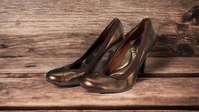 Dexflex By Dexter Women's 3.5”Metallic Bronze Brown Comfort Cap Toe Heels Size 8 • $19.99