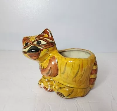 Vintage Mexican Pottery Cat Planter • $42