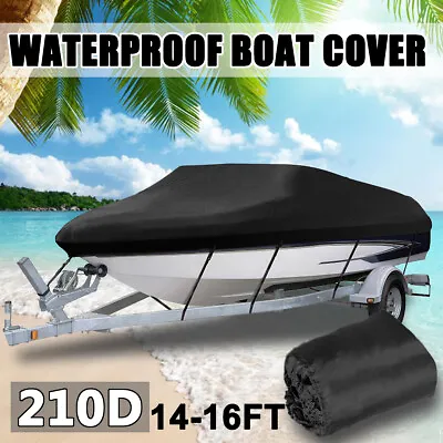 £27.99 • Buy Waterproof 14/15/16ft Boat Cover Heavy Duty V-Hull Speedboat Fish Trailerable UK