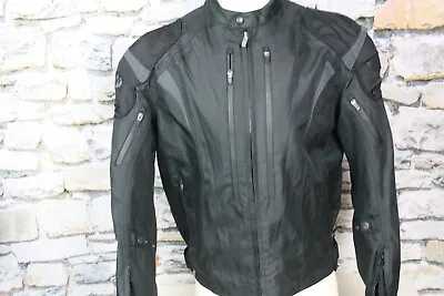 Joe Rockets Black Motorcycle Jacket Padded Black Nylon Fabric Mesh Lining Zip • $65