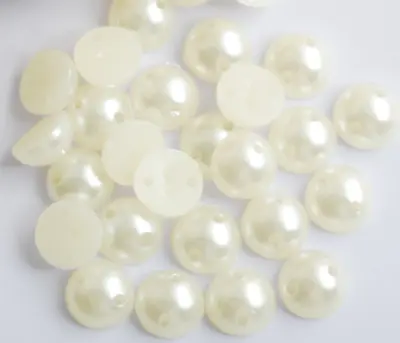 £2.49 • Buy Sew On Half Pearls Flat Back Beads 2 Holes 8mm-10mm Sewing Wedding Bridal Craft