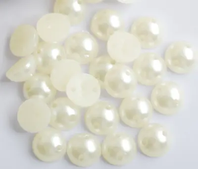 Sew On Half Pearls Flat Back Beads 2 Holes 8mm-10mm Sewing Wedding Bridal Craft • £2.49