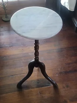 Vintage Centurion Marble Top Plant Stand Round Wooden Pedestal 24” Display Table • $110