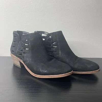 VINCE CAMUTO Women's Size 9M Black Suede Ankle Booties W/ Chunky Heel & Zip Back • $38.99