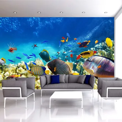 Sea Ocean Fish Coral Photo Underwater Life Wallpaper Wall Mural Bedroom Deco • £29.99