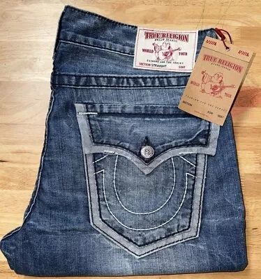 True Religion Straight With Flaps Outline Horeshoe Stitch Men's Jeans • $89.99