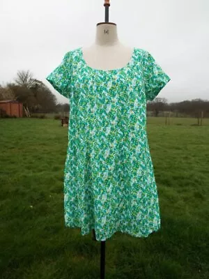 Cool Cotton Green Floral Dress Cotton Lined LA REDOUTE Plus Size 22 RRP £70 BNWT • $50.51