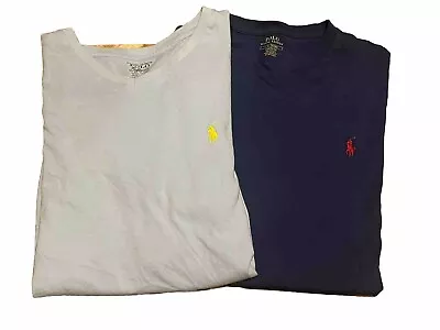 Polo Ralph Lauren Lot Of 2 V Neck T-Shirt Mens Large Classic Fit Navy Blue • $21.99