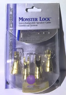 Monster Lock Gold Spades Speaker Cable Size S Z2 Bi-wire Biwire Z Small Straight • $149.85