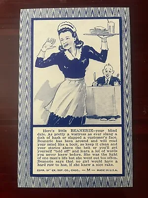 1941 Blind Date Fortune Teller Arcade Machine Prize Card ~ Beanerie ~ Waitress • $7.95