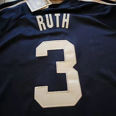 Babe Ruth New York NY Yankees Cooperstown MLB Jersey XL NWT Extra Large Blue • $53.99