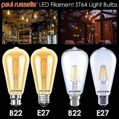 £13.99 • Buy LED Retro Vintage Edison Antique Amber Warm Filament ST64 Light Bulb E14 B22 E27