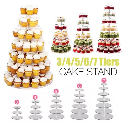 Acrylic Clear Round Cupcake Cake Stand Birthday Wedding Party 3/4/5/6/7/Tier • $17.99