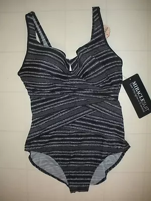 MIRACLESUIT Black No Static At All Escape 1 PC Underwire Swimsuit Sz 14 NWT • $74