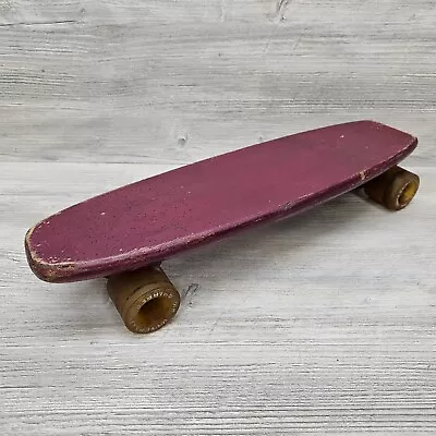 Vtg 20  Wooden Short Skateboard Sidewalk Surfboard Universal Big Grabber Wheels • $49.99