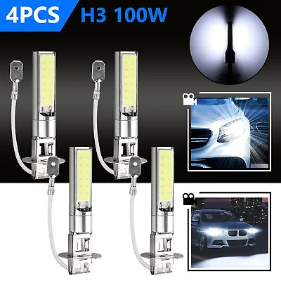 4x H3 LED Fog Light Bulbs Kit High Power Driving Lamp DRL 200W 6000K Xenon White • $10.98