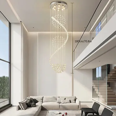 Luxury Foyer Chandelier 9-Light Spiral Staircase K9 Crystal Raindrop Chandelier • $106