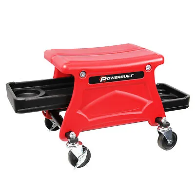 Powerbuilt Heavy Duty Compact Rolling Seat With Storage Trays - 240283 • $86.95