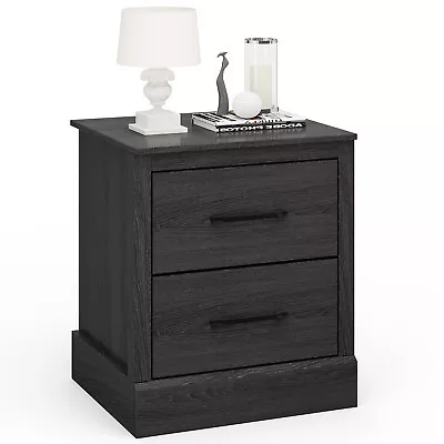 2 Drawer Nightstand Bedside Table Compact Sofa End Table Dark Grey Oak • $89.99