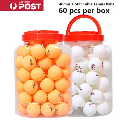 $33.95 • Buy 60 X 40mm 3-Star Table Tennis Balls Ping Pong Training Ball Amateur Professional