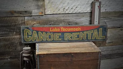 Custom Lake House Canoe Rental Sign - Rustic Hand Made Vintage Wooden • $54