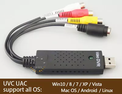 USB 2.0 UVC Analog AV S-video Video Capture Grabber For Windows Mac Linux Win10 • $16