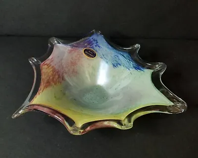 Lavorazione Arte Murano Italy Hand Blown Art Glass Bowl Dish Swirl Multicolor • $22.95