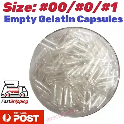 Empty Hard Gelatin Capsule Size 1 0 00 # Clear Kosher Gel Medicine Pill Vitamins • $6.69