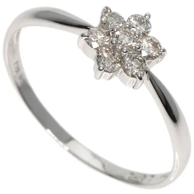 £142.64 • Buy 0.3ct Flower Motif Diamond Ring K10 White Gold  1g