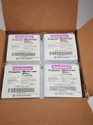 NEW CASE FISHER BIOTECH ProbeOn Plus Microscope Slides  3x1” 15-188-52 (1440/cs) • $419.96