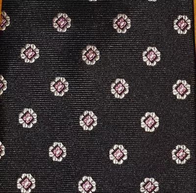 ROBERT TALBOTT CARMEL ~ MENS SILK DRESS TIE ~ BLACK W/ SILVER PINK FLORAL ~ 60  • $24.99