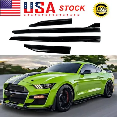 Fits 2015-2022 Ford Mustang GT500 Side Skirt Rocker Panel Extension Glossy Black • $1125.69