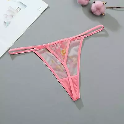 Mesh Sexy Thong For Women Ladies Transparent Floral Print Micro G-string Lightwe • £5.59