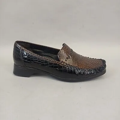 £24.92 • Buy Rieker Moccasin Shoes Loafers Womens UK 5.5 Slip On Brown Comfort  Mock Croc  