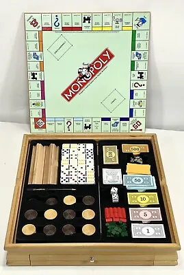 MONOPOLY SCRABBLE 6 In 1 Wooden Board Game 6 Classic Games PARKER BROTHERS • $79.99