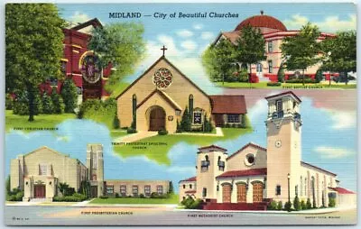 Postcard - Midland - City Of Beautiful Churches • $2.76