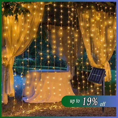 £0.99 • Buy Solar Curtain Fairy String Lights Hanging Gazebo Patio Garden Waterfall Lights