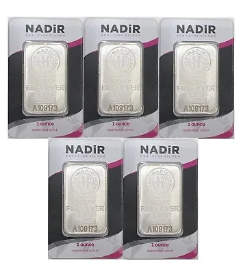 Lot Of 5 - 1 Oz Silver Bar Nadir Metal Refinery NMR - .999 Fine In Assay • $169.90