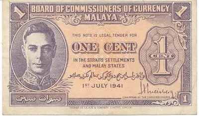 Board Of Commissioners Of Currency Malaya 1 Cent P6 • £0.99