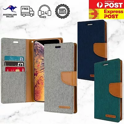 $9.95 • Buy ++Genuine Mercury Goospery Card Slot Canvas Diary Fabric IPhone Flip Wallet Case