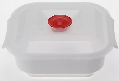 2 Microwave Bowls With Lids Plastic Square 1.7L Storage Box Vented Clear Lid • £9.49