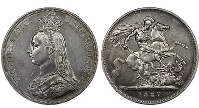 1887 Victoria Silver Crown Coin - High Grade - British Silver Collectable Coin • £100