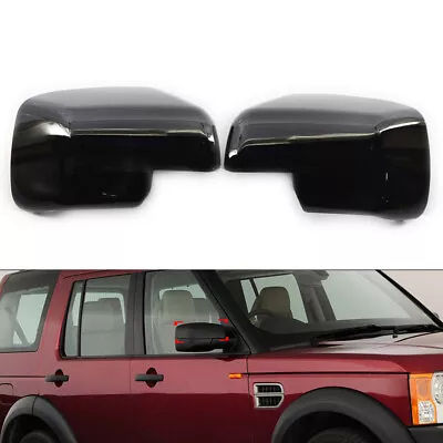 2* Gloss Black Rearview Mirror Cover Cap For Land Rover Discovery 3 Freelander 2 • $49.32