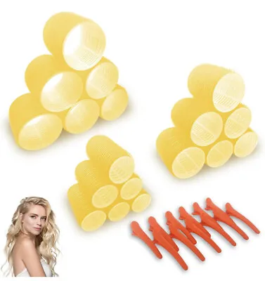 Hair Rollers Large With Clips  Self Grip Jumbo/Big Curlers For Hair Volume👩‍🦱 • £9.49