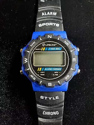 LifeLong Digital Sports Watch W/Multi-Alarm 1/100 Sec Chronograph 333-7 Untested • $6.50