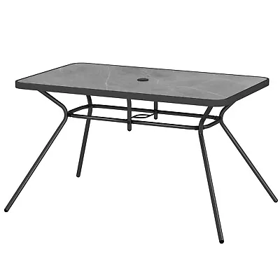 125 X 75 Cm Patio Dining Table Outdoor Heavy-duty Metal Table W/ Umbrella Hole  • £79.95