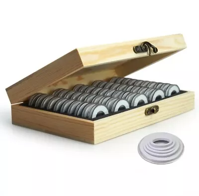 50pcs/set Coin Coin Protector Box Anniversary Coin Collection Box Wood • £14.99