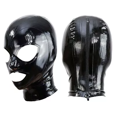 US Women Men Mask Full Face Mask Hood Party Rubber Catsuit Cosplay Zipper Cover • $23.91
