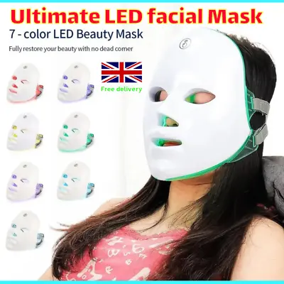 7-Color LED Facial Mask For Wireless Anti-Aging Therapy - Photon Technology (UK) • £16.99